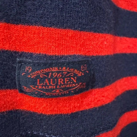 Lauren Ralph Lauren Red and Navy Striped Tee - Picture 5 of 5